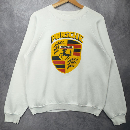 90s White Porsche Crewneck Sweatshirt 4008