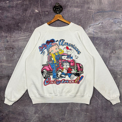 1994 White Betty Boop An American Original Graphic Crewneck Sweatshirt L 0054