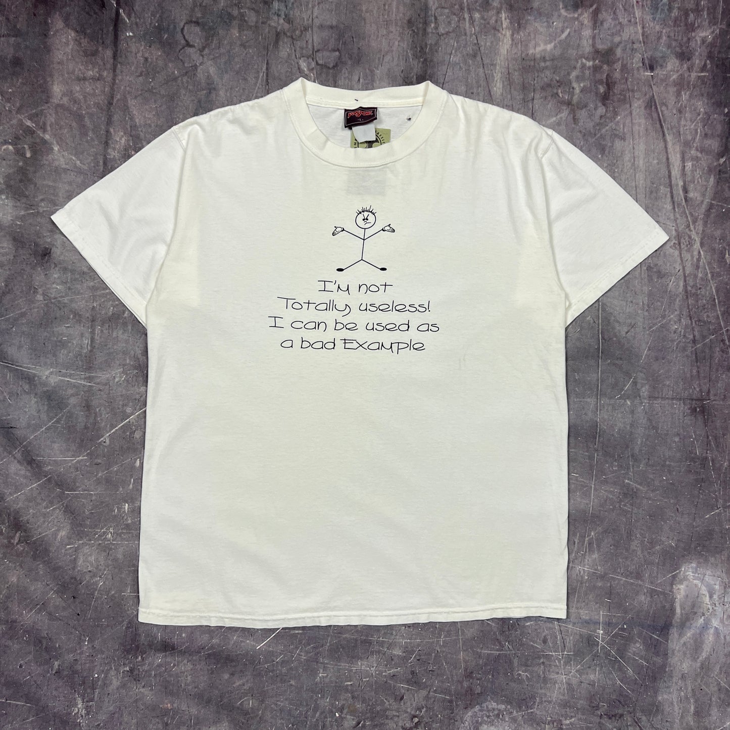 90s White Text "I'm Not Totally Useless I Can Be Used As A Bad Example" Quote Shirt L AT17