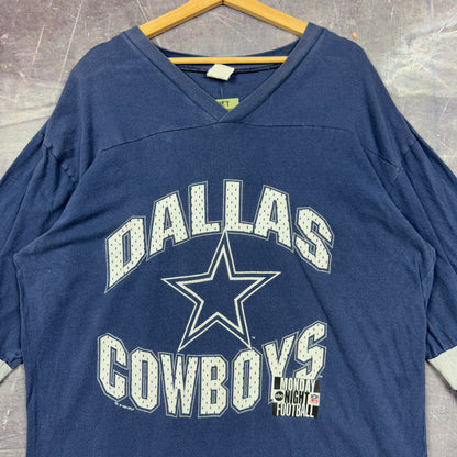 1995 Navy Blue Dallas Cowboys Monday Night Football 3/4 Sleeve Graphic Shirt XL 1085