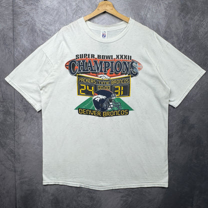 90s White Super Bowl XXXII Denver Broncos Shirt 4206