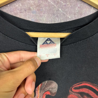 90s Faded Black Disturbed Graphic Long Sleeve Shirt L 2823