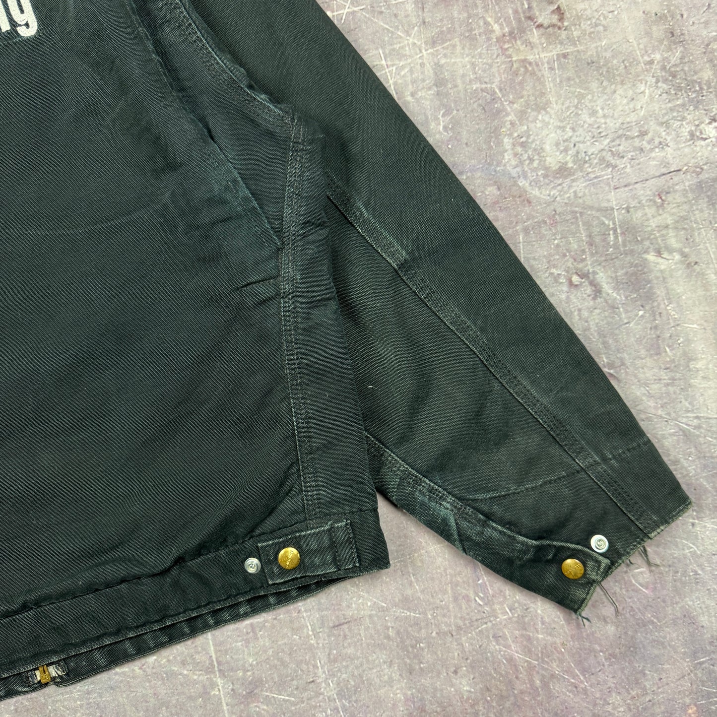 90s Black Carhartt Security Embroidered Detroit Work Jacket M 2378