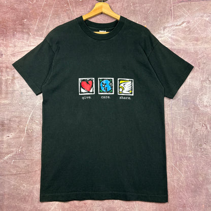 90s Black Give Care Share Tee 3820