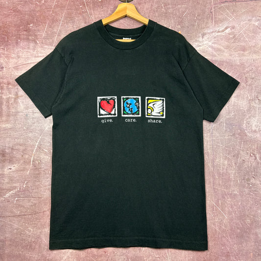 90s Black Give Care Share Tee 3820