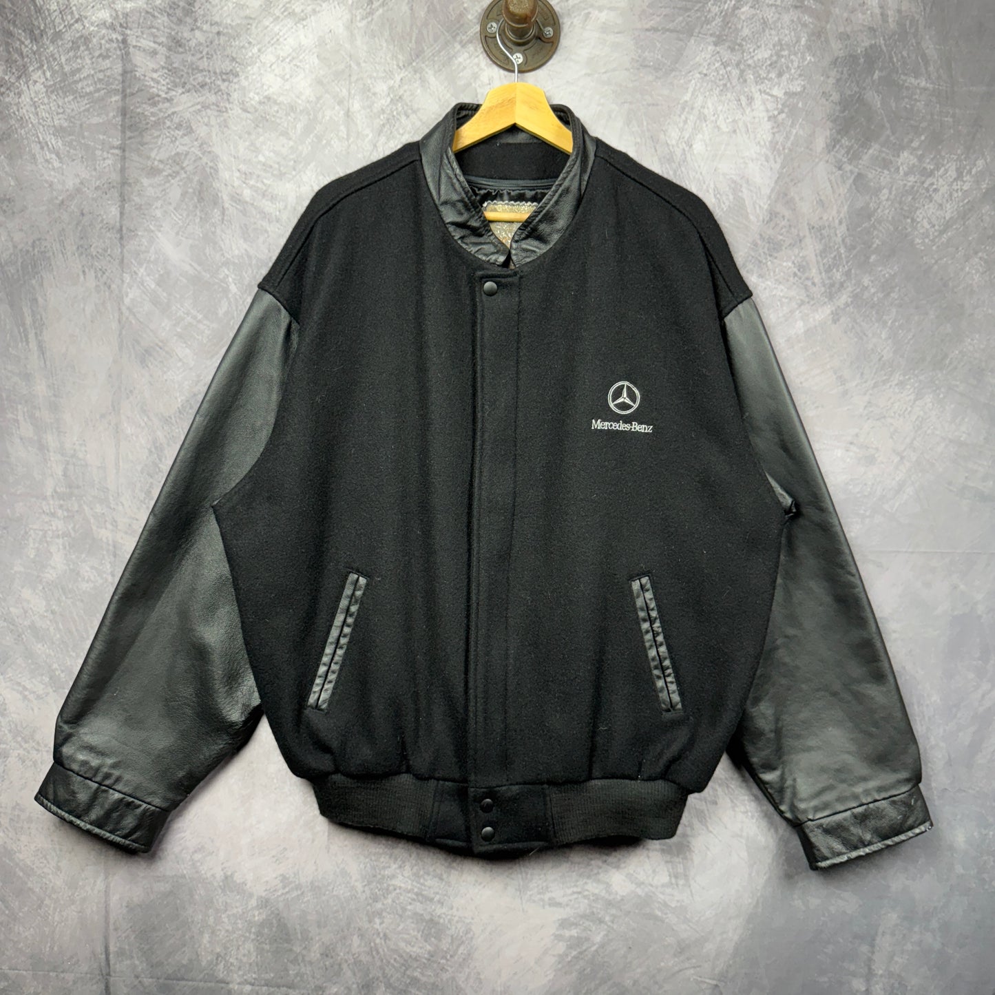 00s Black Mercedes Benz Varsity Jacket 3999