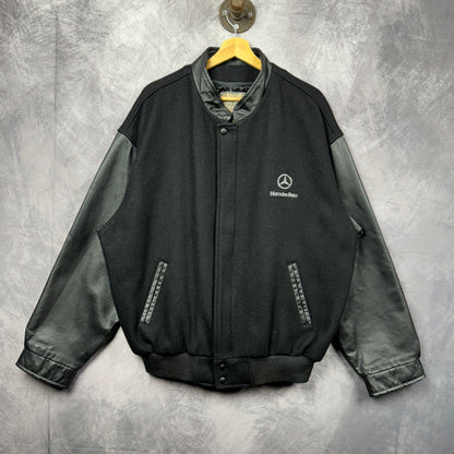00s Black Mercedes Benz Varsity Jacket 3999