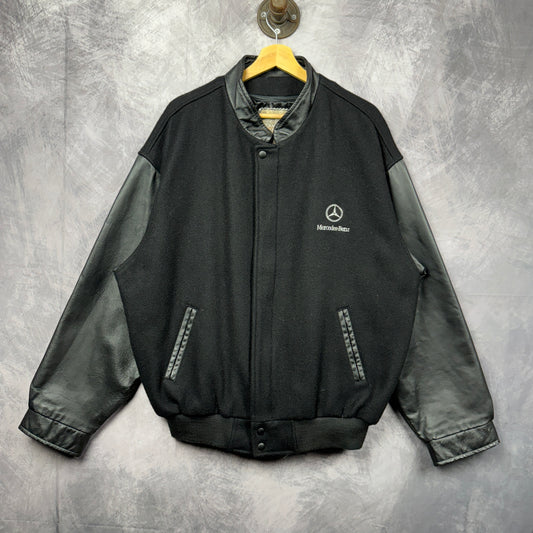 00s Black Mercedes Benz Varsity Jacket 3999