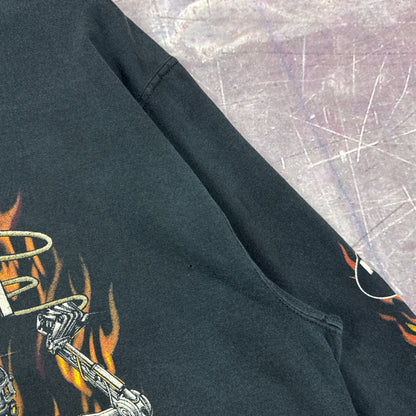 00s Black Cyberspokes Biker Flame Sleeve Shirt 3054