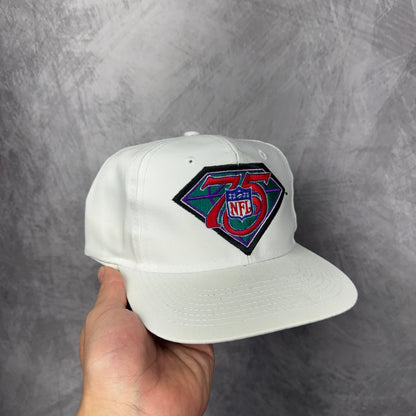 90s White NFL 75th Anniversary Snapback Hat 4305