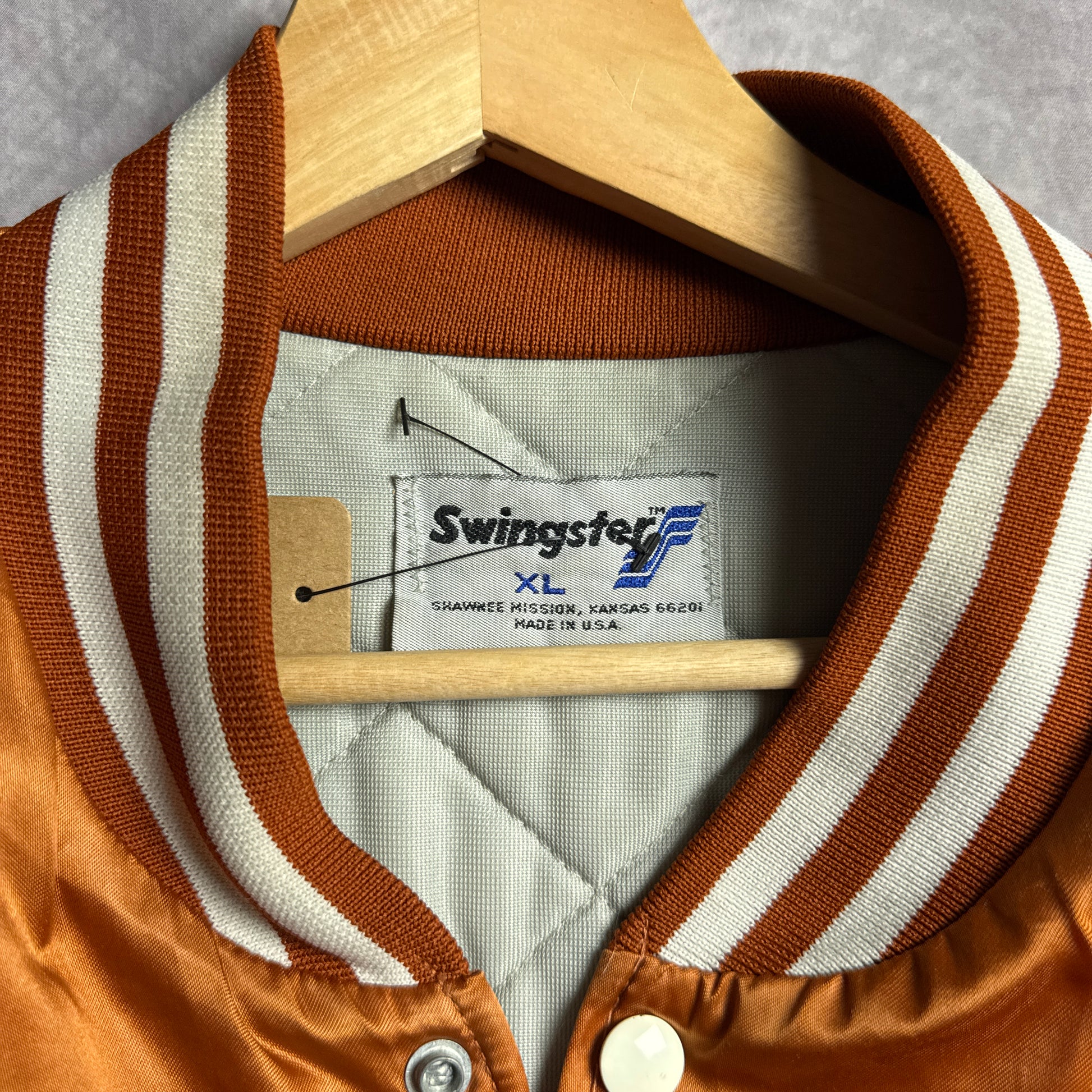 80s Orange Texas Longhorns Swingster Satin Bomber Jacket 4458