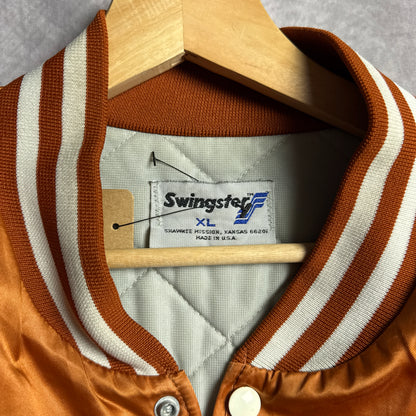 80s Orange Texas Longhorns Swingster Satin Bomber Jacket 4458
