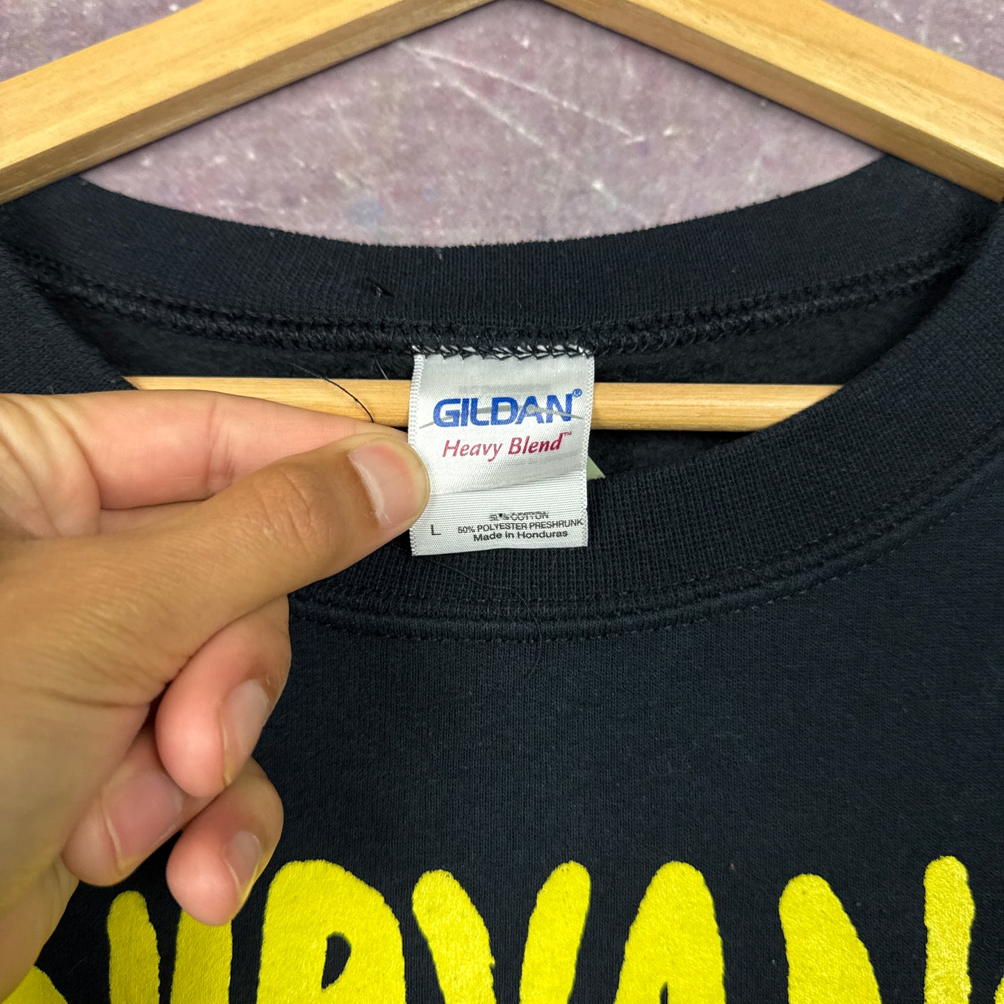 Early 00s Black Nirvana Smiley Face Graphic Crewneck Sweatshirt L 2873