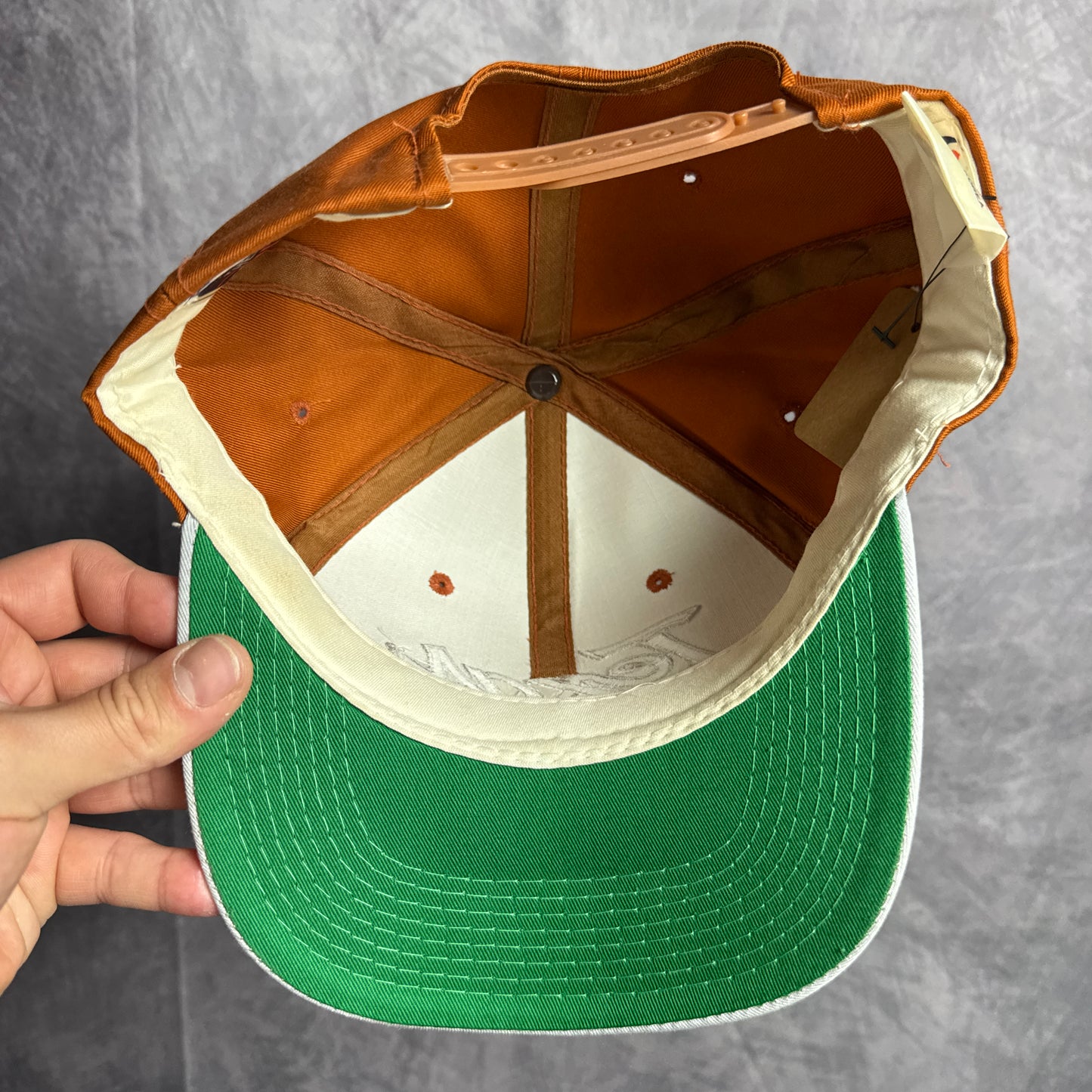 90s Texas Longhorns Sports Specialties Double Line Script Snapback Hat 4631