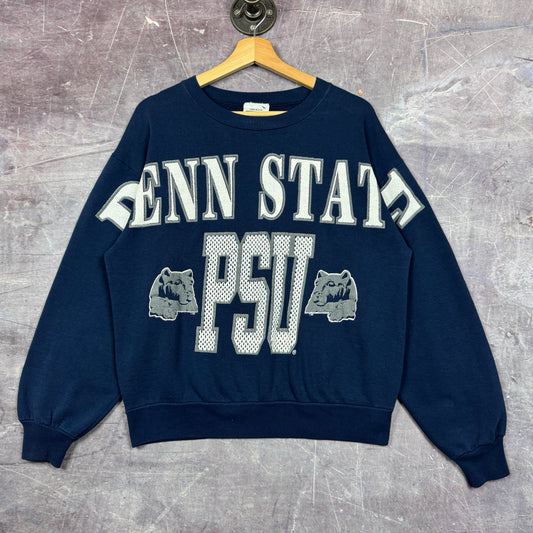 90s Navy Blue Penn State University Spellout Nitany Lion Graphic Crewneck Sweatshirt M 1946