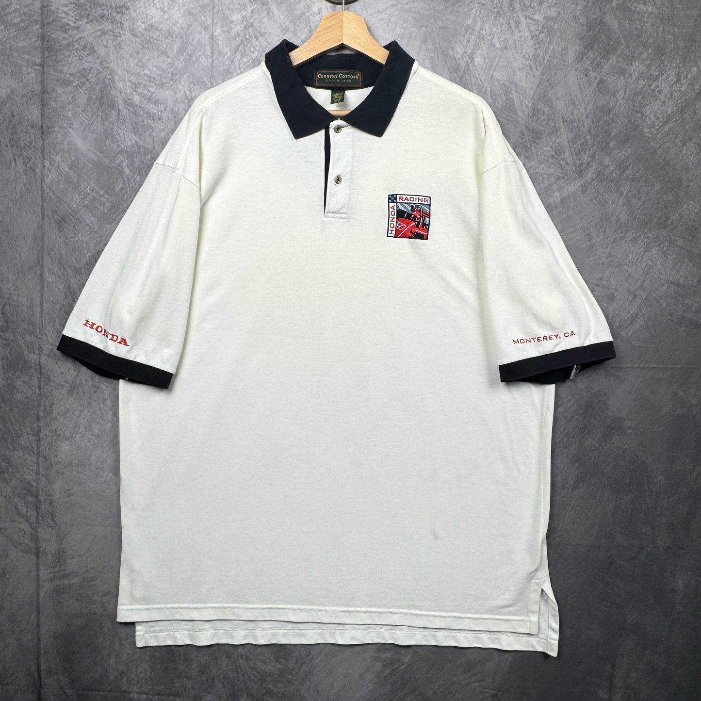90s White Honda Racing Polo Shirt 3967