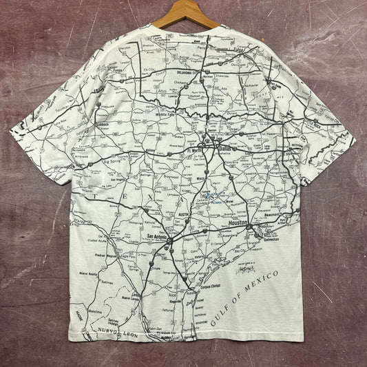 90s White Texas AOP Map Tee 3831