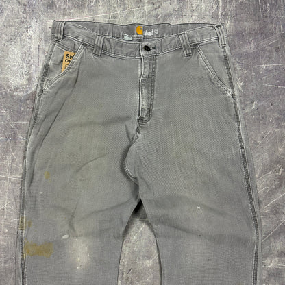 00s Gray Carhartt Lightweight Carpenter Work Pants 36x30 AG38