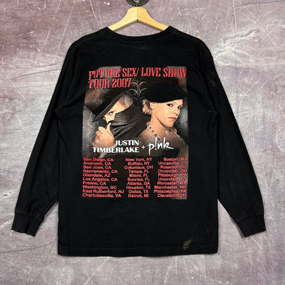 2007 Black Justin Timberlake P!nk Future Sex Love Show Tour Graphic Shirt M 2857