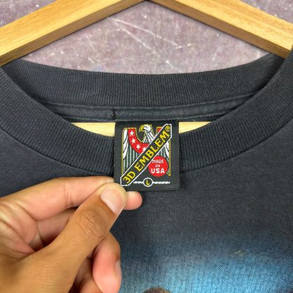 90s Faded Black American Biker 3D Emblem Shirt 3188
