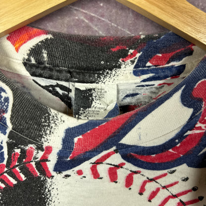 90s Atlanta Braves All Over Print Shirt 3255