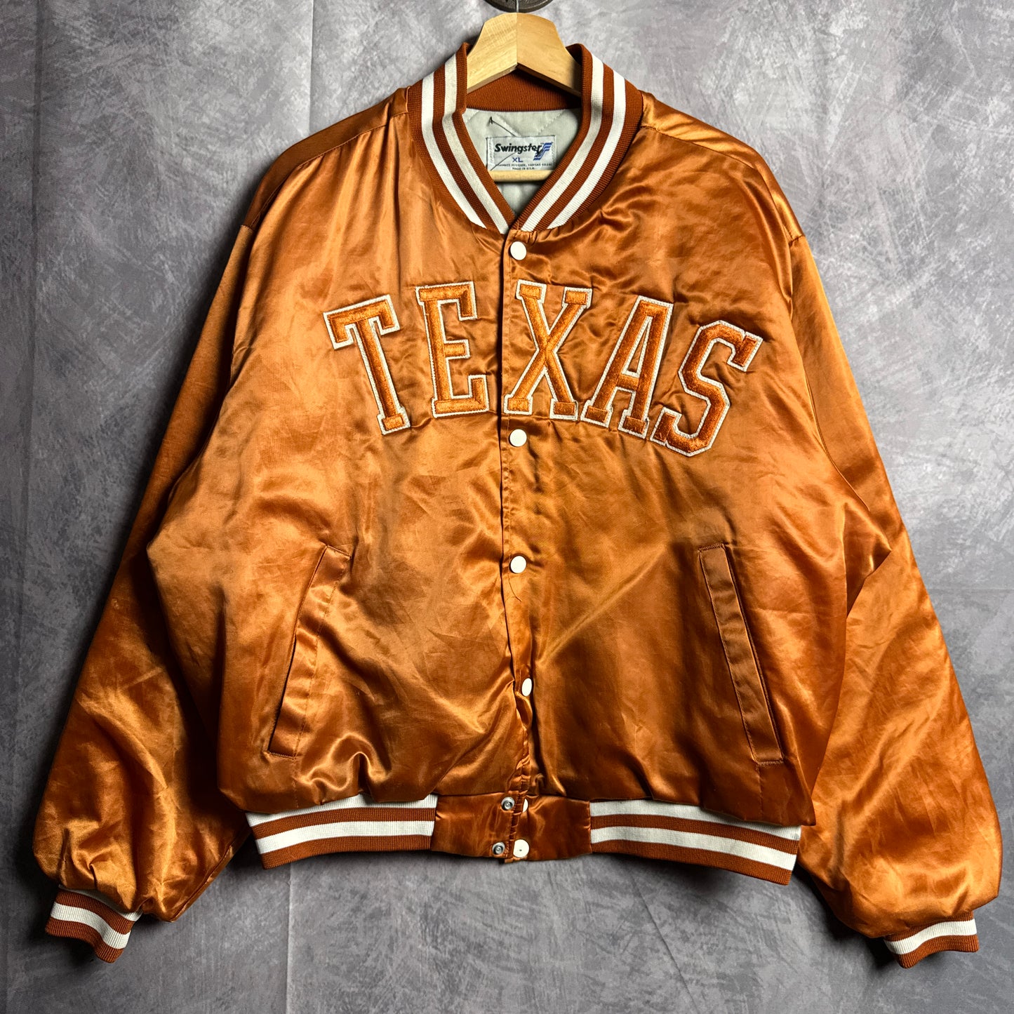 80s Orange Texas Longhorns Swingster Satin Bomber Jacket 4458