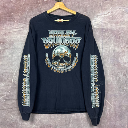 00s Navy Blue Harley Davidson Long Sleeve Shirt 3086