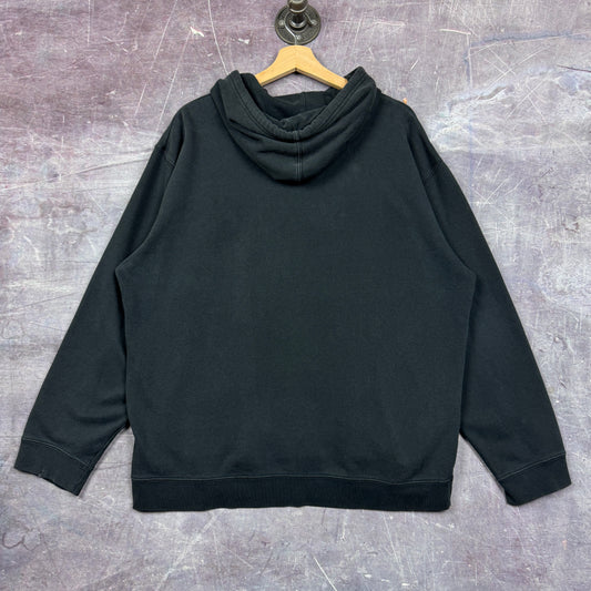 Early 00s Black Reebok Spellout Logo Graphic Hoodie L 1749