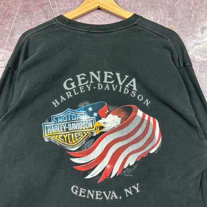 00s Black Harley Davidson Long Sleeve Shirt 3039