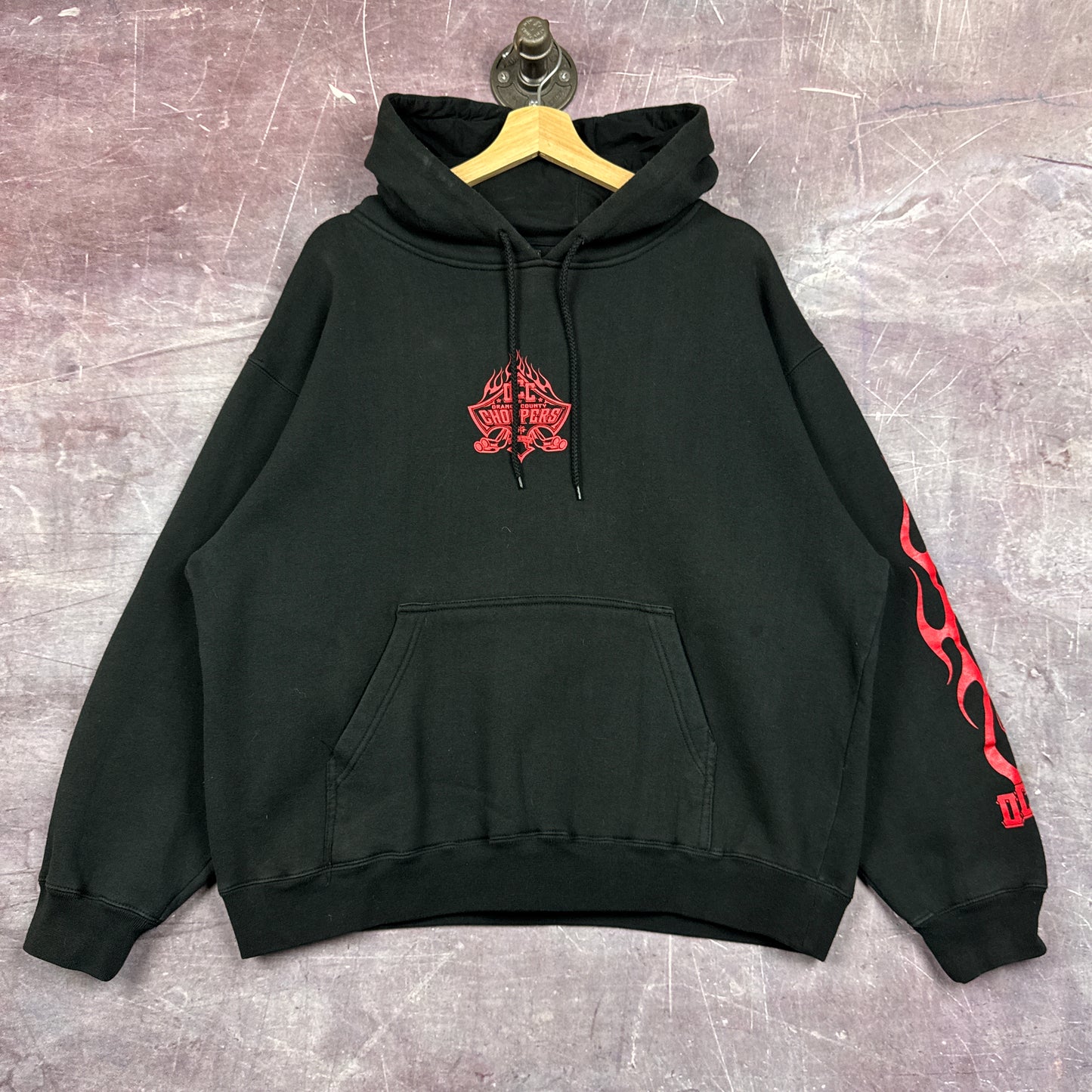 00s Black Orange County Choppers Flame Sleeve Hoodie 3047