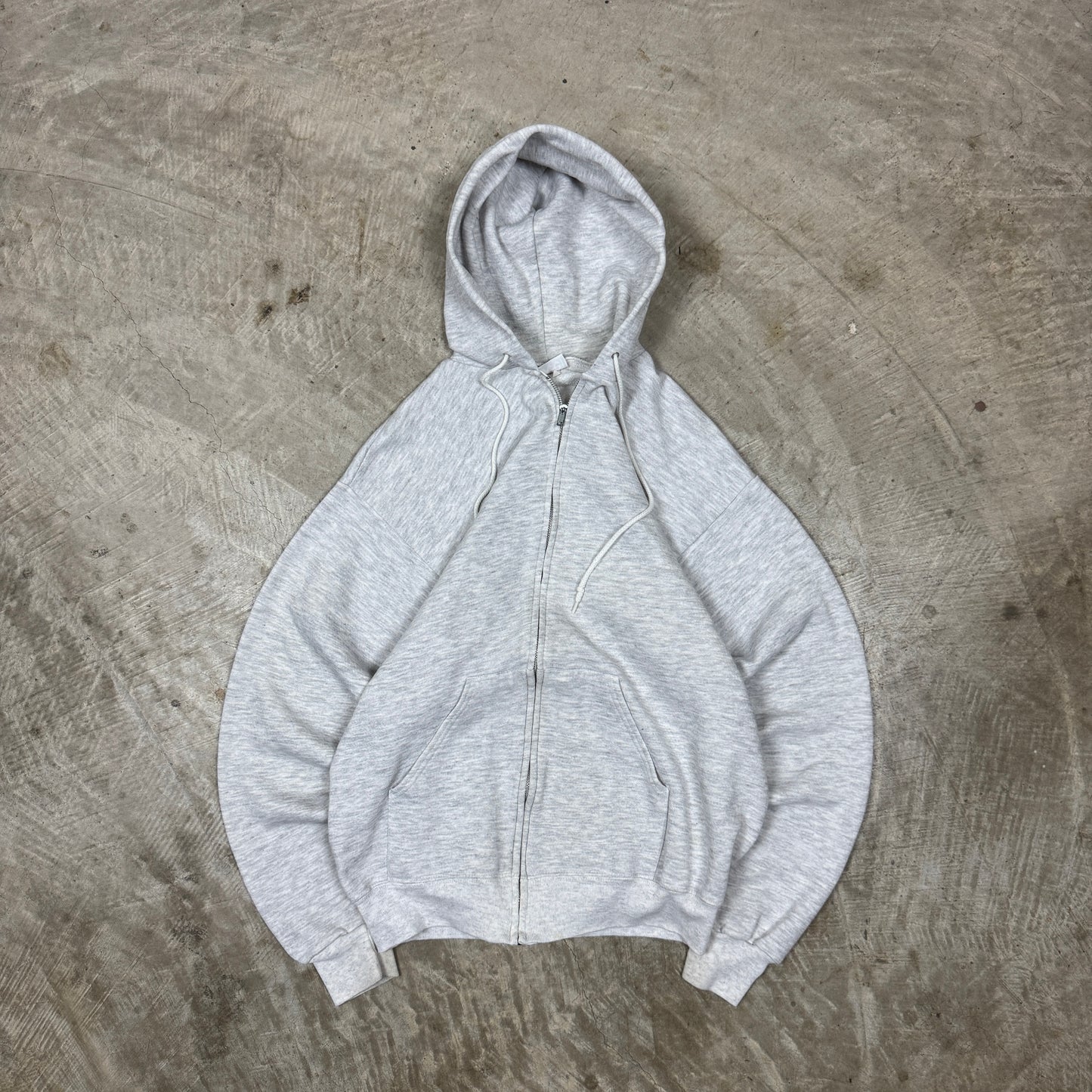 90s Light Gray Lee Blank Essential Zip Up Hoodie MT AU52