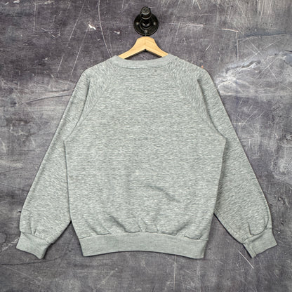 80s Light Gray Adidas Originals Essential Crewneck Sweatshirt M 0044