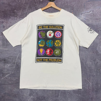 1993 White Be The Solution Not The Problem World Peace Graphic Shirt L 1059