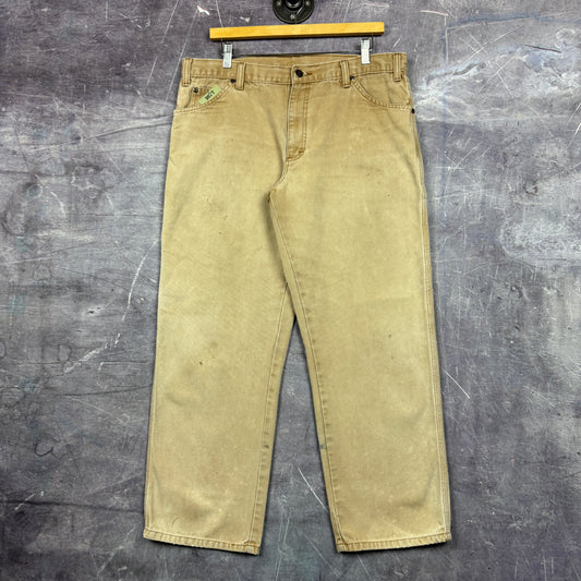 00s Tan Brown Dickies Carpenter Work Pants 35x27.5 0432