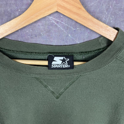 90s Dark Forest Green Starter Essential Logo Crewneck Sweatshirt L 1214