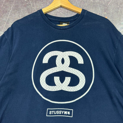 Early 00s Navy Blue Stussy No. 4 Graphic Shirt L 0826