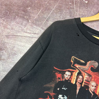 90s Faded Black Disturbed Graphic Long Sleeve Shirt L 2823