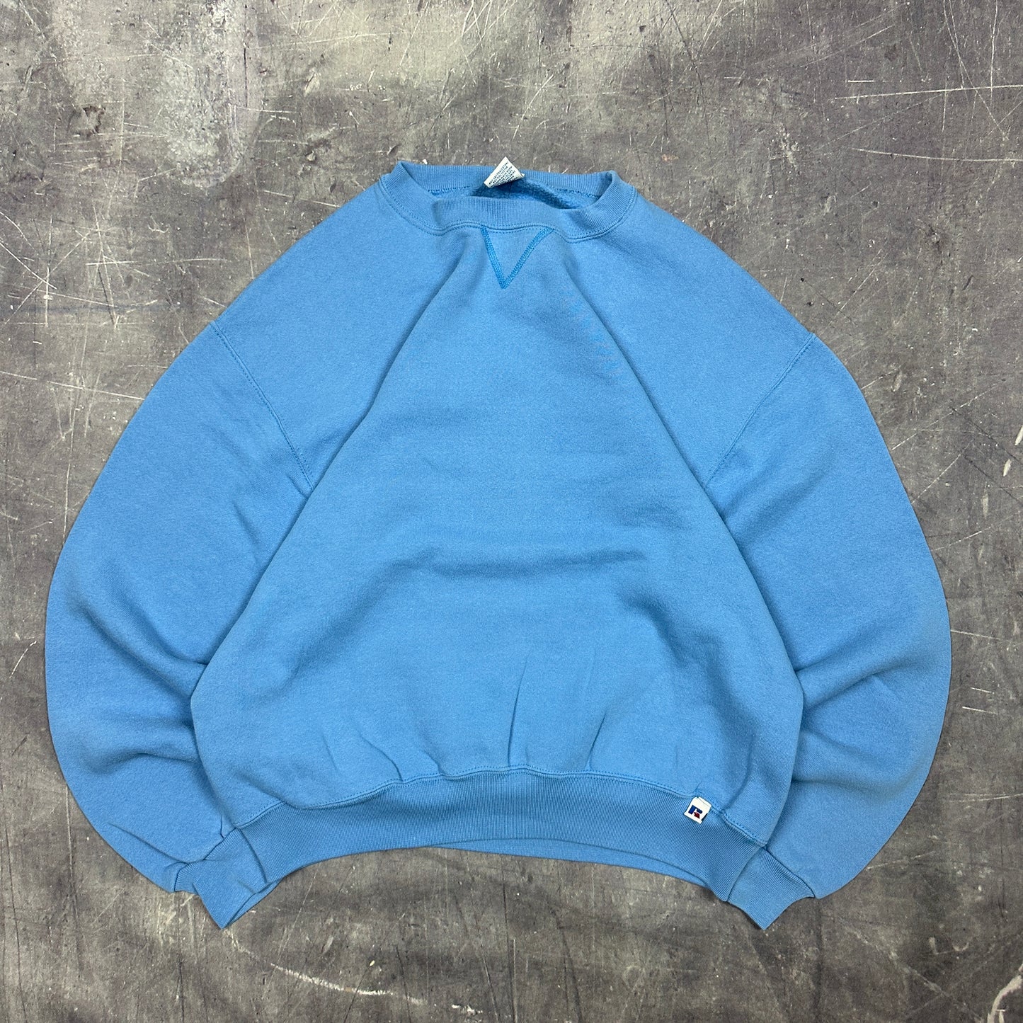 90s Sky Blue Russell Athletic Blank Essential Crewneck Sweasthirt L AG13