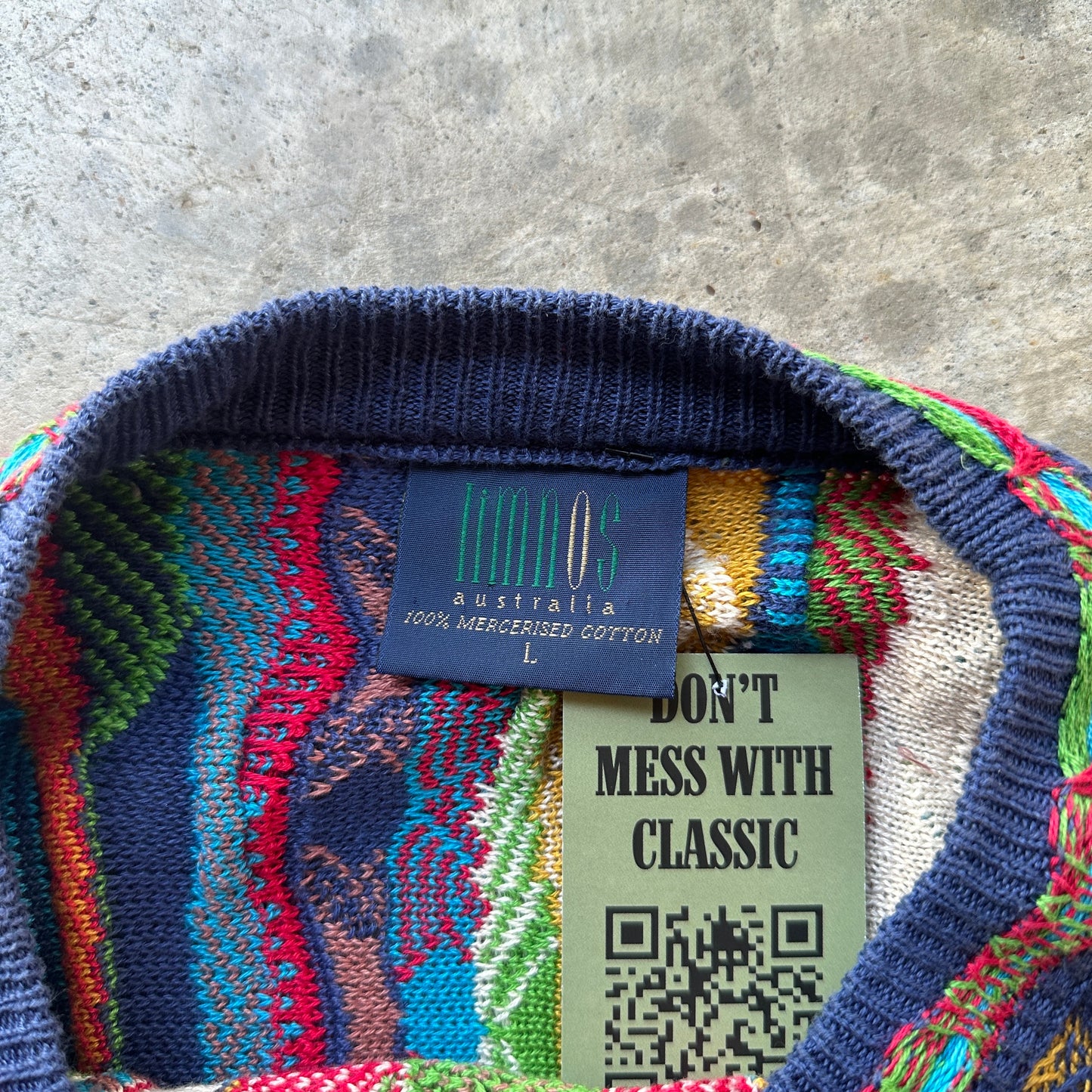 90s Multicolor Limnos Australia Coogi Style Sweater L 0617