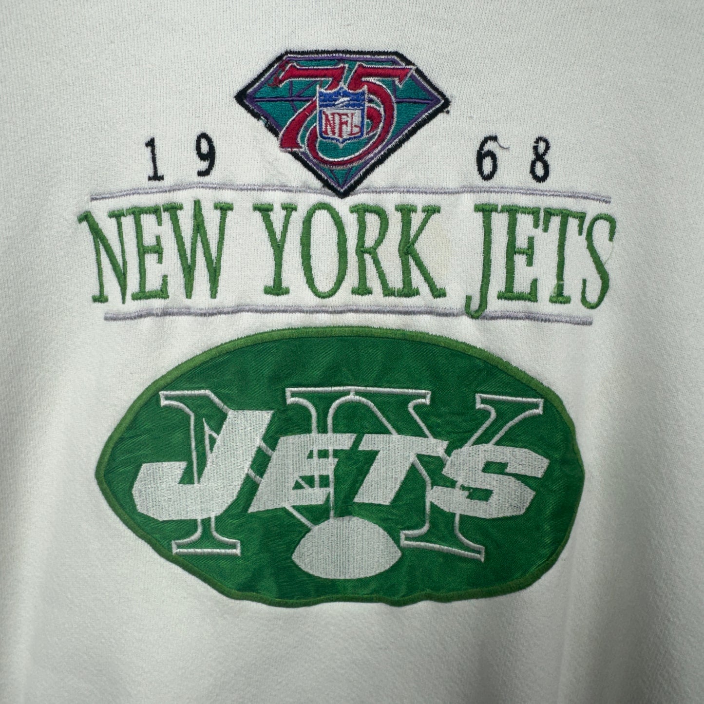 90s White New York Jets Crewneck Sweatshirt 4112