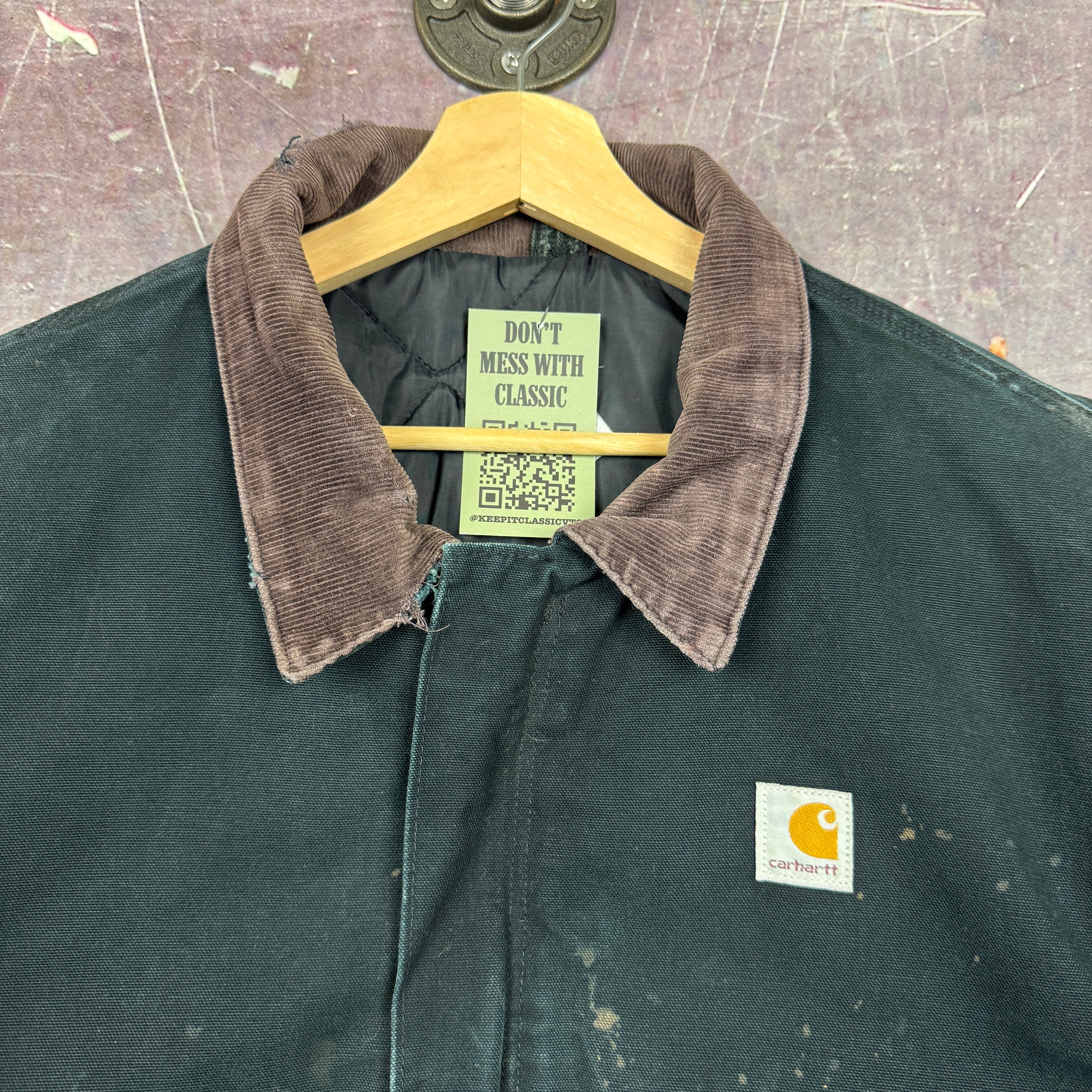 90s Faded Black Carhartt Cropped Arctic Work Jacket XL 2324