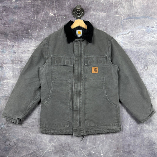 00s Gray Carhartt Quilt Lined Artic Work Jacket C26 GVL M 0249