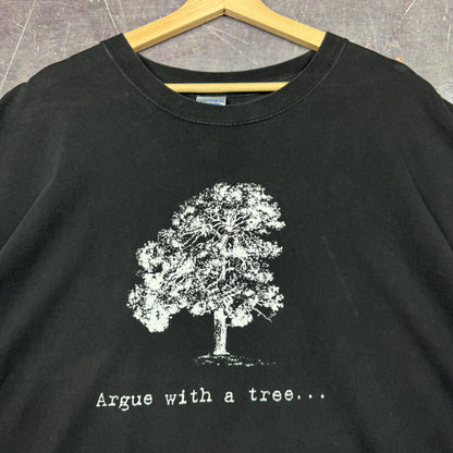 Early 00s Faded Black Argue With A Tree Blue October Art Graphic Shirt XL 0906