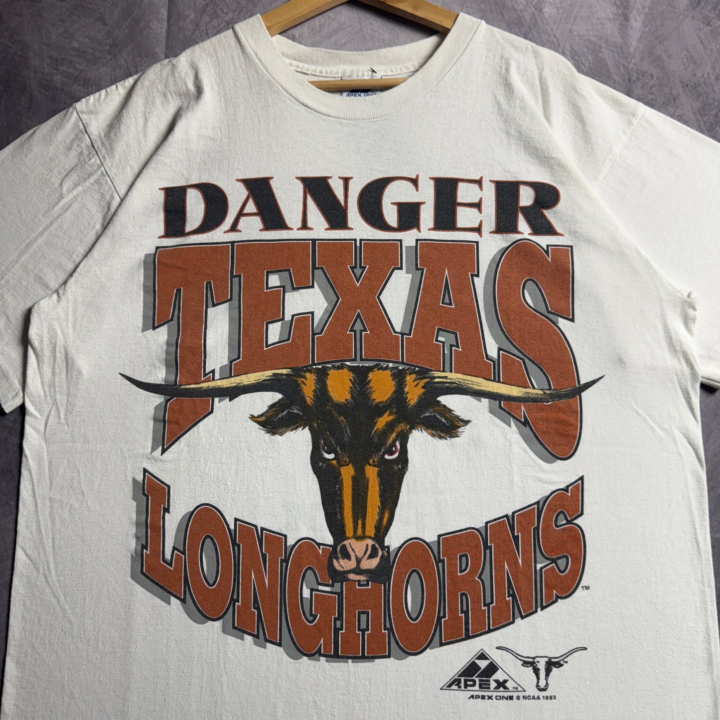 1993 White Texas Longhorns Danger Apex Shirt 4578