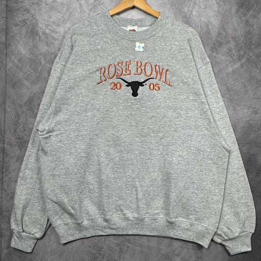 2005 Grey Rose Bowl Texas Longhorns Crewneck Sweatshirt 4378