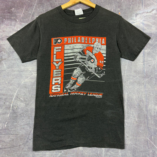 80s Faded Black Philidelphia Flyers NHL Hocket Graphic Shirt XS 1119