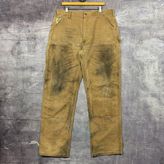 90s Khaki Double Knee Carhartt Carpenter Work Pants 37x33.5 0407