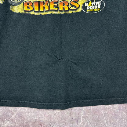 00s Black Cyberspokes Biker Flame Sleeve Shirt 3054