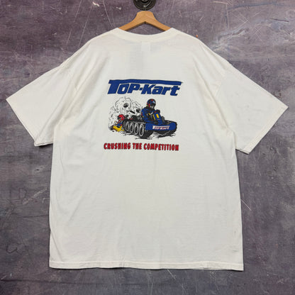 Early 00s White Top Kart Racing Crushing The Competition Graphic Shirt XXL 1005