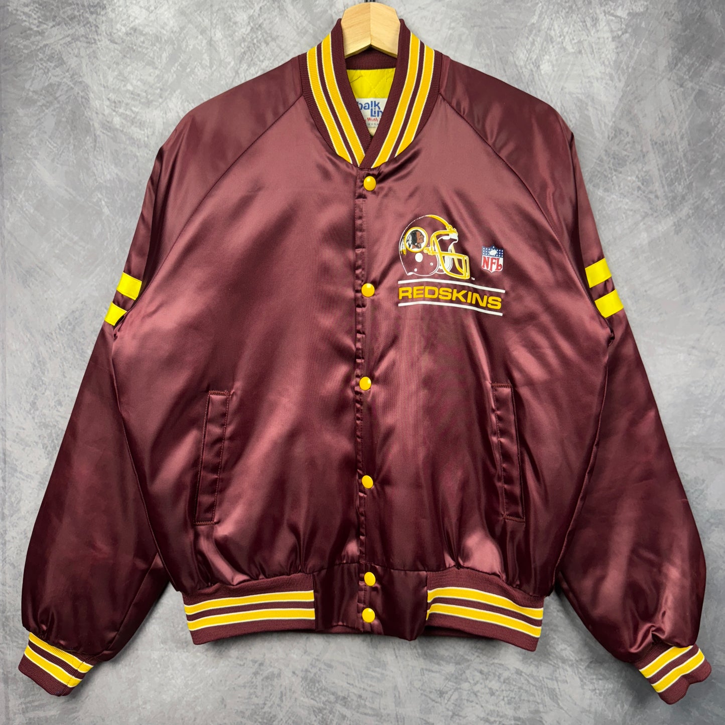 80s Maroon Washingston Redskins Chalkline Satin Jacket 4085